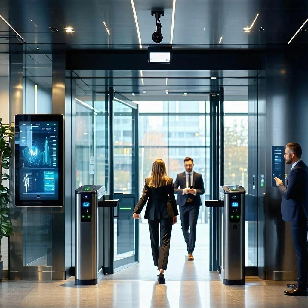 Acceso empresarial con videovigilancia y control de entradas, imagen seleccionada por Proyectec
