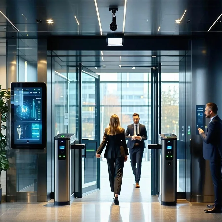 Acceso empresarial con videovigilancia y control de entradas, imagen seleccionada por Proyectec
