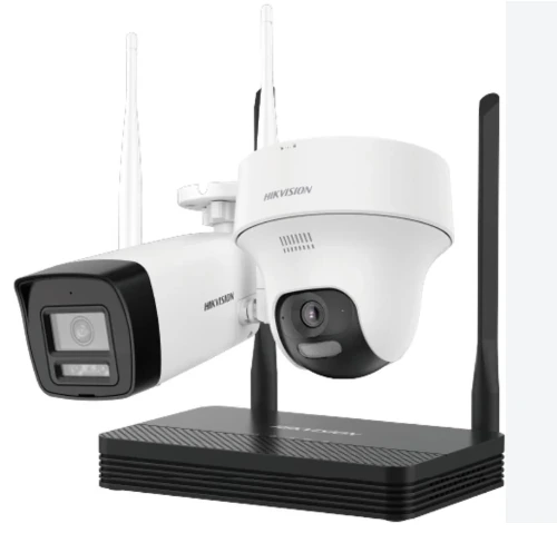 Kit blanco Hikvision con dos cámaras y grabador inalámbrico