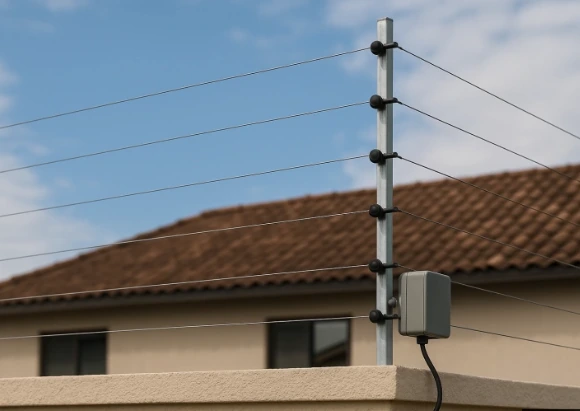Cerco eléctrico instalado sobre una barda