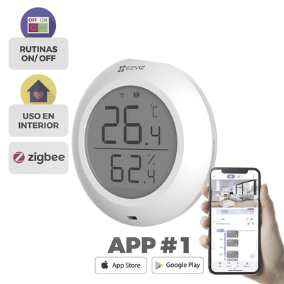 EZVIZ Sensor de Temperatura y Humedad / Zigbee 2.4GHz / Pantalla LCD / Batería CR2450 3V – CS-T51C - Imagen 2