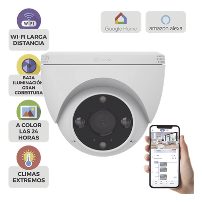 EZVIZ Cámara Domo IP / 3 Megapixel (2K) / Wi-Fi / Visión Nocturna Color 30 m (98.4 ft) – CS-H4