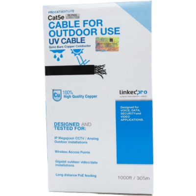LINKEDPRO BY EPCOM Cable UTP Exterior / Categoría 5e / 24 AWG Cobre Desnudo / 4 Pares – PRO-CAT5-EXT-LITE