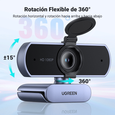 UGREEN Cámara Web USB / Full HD 1080p 30 FPS / Campo de Visión 85° / Micrófonos Duales Omnidireccionales – 15728 - Imagen 2