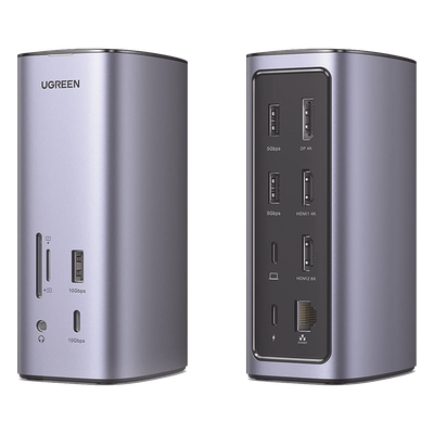 UGREEN Docking Station USB-C 12 en 1 / 8K HDMI / 4K DisplayPort / USB 3.2 Gen 2 10Gbps – 90325