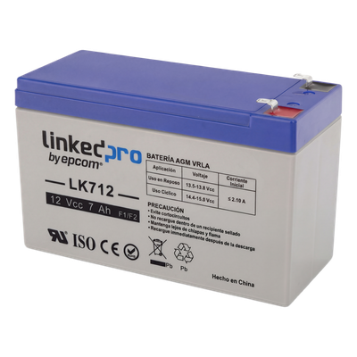 LINKEDPRO BY EPCOM Batería de Respaldo AGM-VRLA / 12 V / 7 Ah / Vida Útil 5 Años – LK712