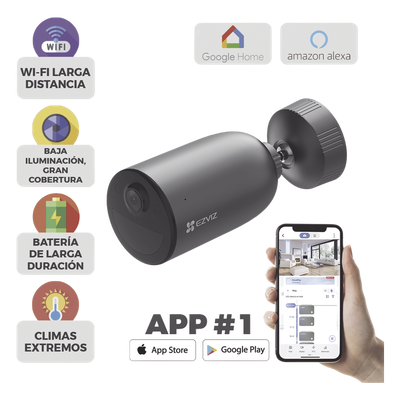 EZVIZ Cámara Bala IP / 2K 3 Megapixel / Batería Recargable 7800 mAh / Visión Nocturna Color 15 m (49.2 ft) – CS-EB3