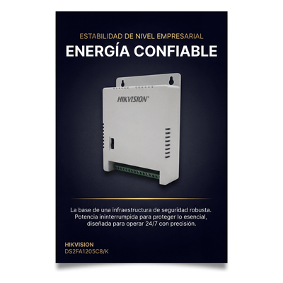 HIKVISION Fuente de Poder Regulada / 8 Salidas / 1 Amp por Salida / Voltaje Ajustable 12 – DS-2FA1205-C8/K - Imagen 3